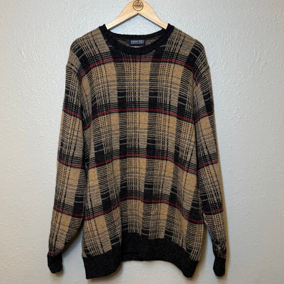 Lands’ End VTG Sweater 100% Shetland Wool Made In Scotland Plaid Check Mens’s XL - Picture 7 of 8